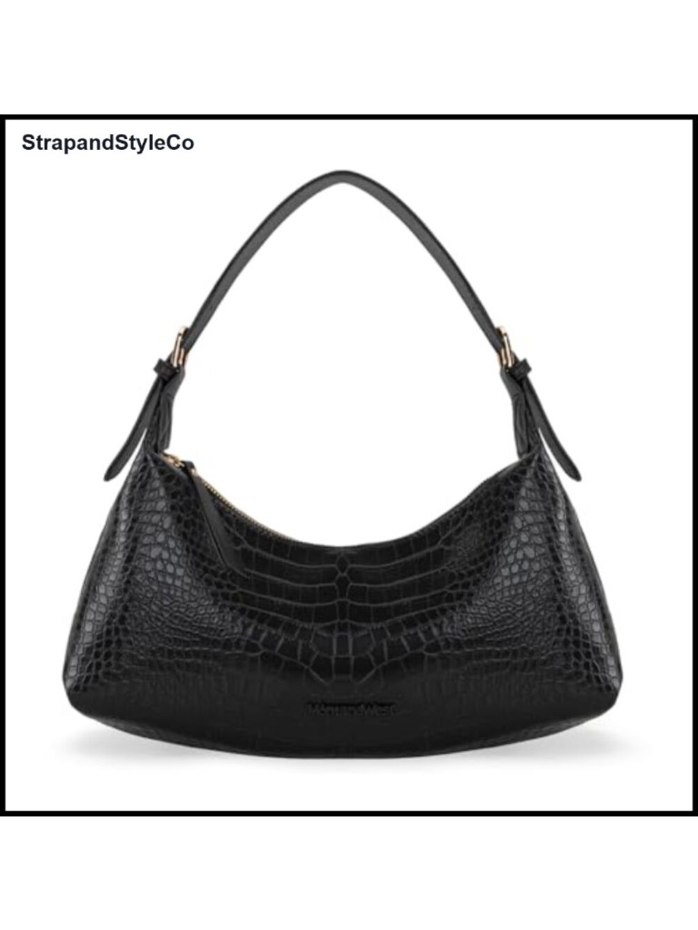 Crocodile Embossed Vegan Leather Crescent Hobo Shoulder Bag